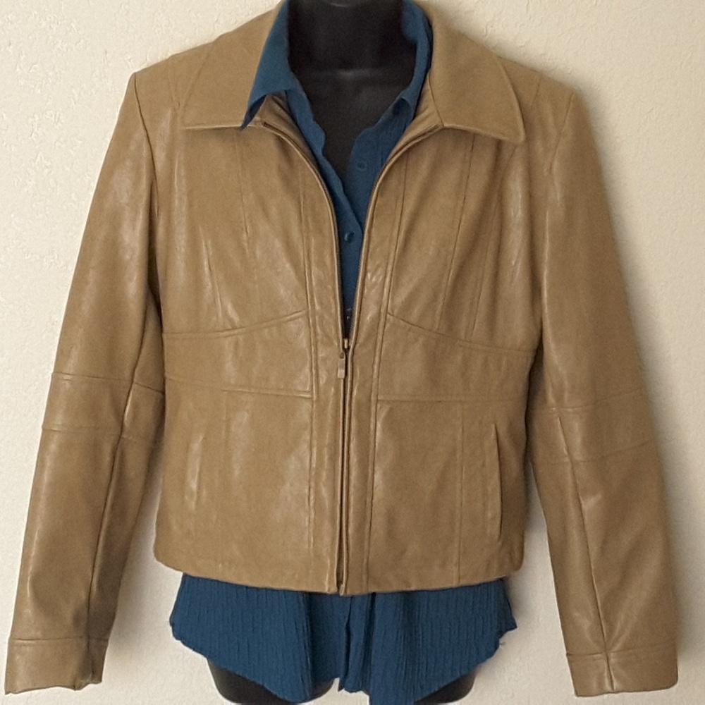 Medium weight faux leather jacket